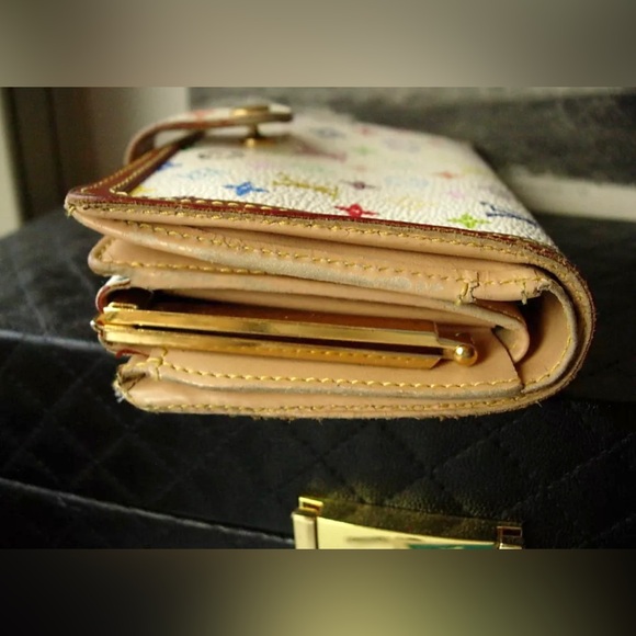 Auth Rare LOUIS VUITTON White Murakami Tresor Clutch Wallet Handbag Accessory LV - Picture 6 of 12